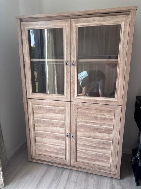 Kast met Vitrine en verlichting in TOPSTAAT!, Ophalen, 100 tot 150 cm, Zo goed als nieuw, 150 tot 200 cm