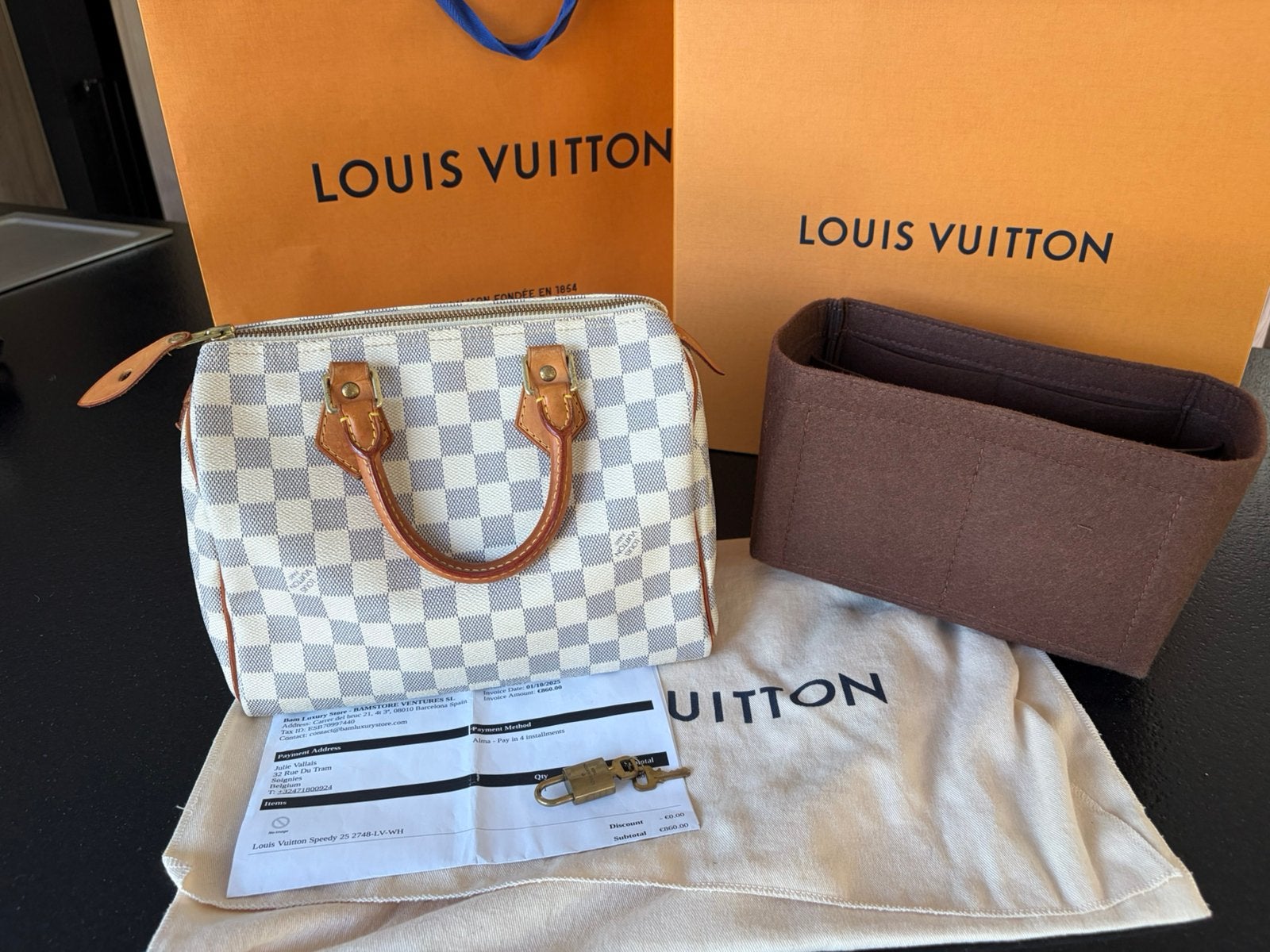 Speedy 25 damier azur prachtige staat, Ophalen, Zo goed als nieuw