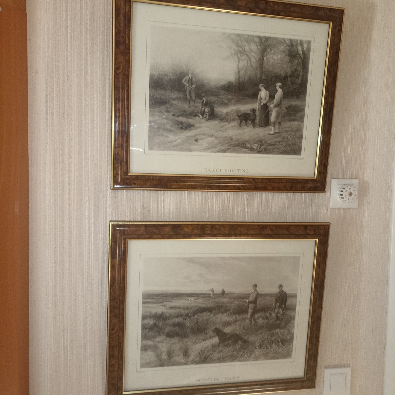Prachtige set van 2 antieke Goupilgravures (jachtscènes) in, Antiek en Kunst, Ophalen of Verzenden, Schilderij, Prent, Ingelijst
