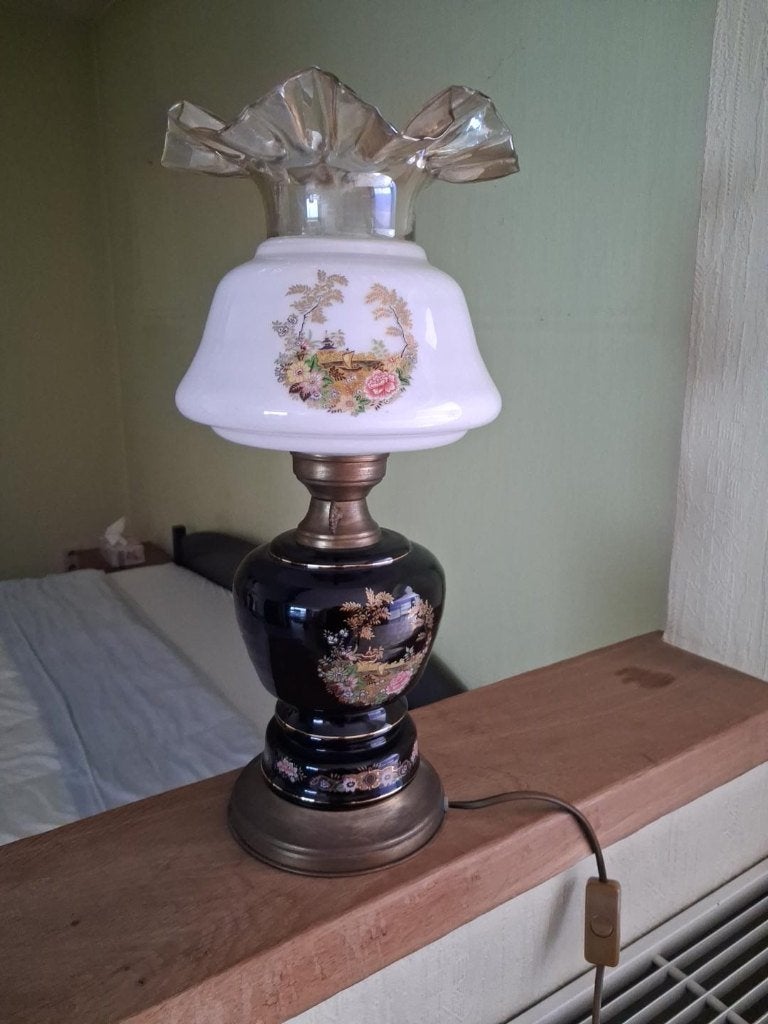 Vintage decoratieve tafellamp, Huis en Inrichting, Zwart, Ophalen, Gebruikt, Vintage