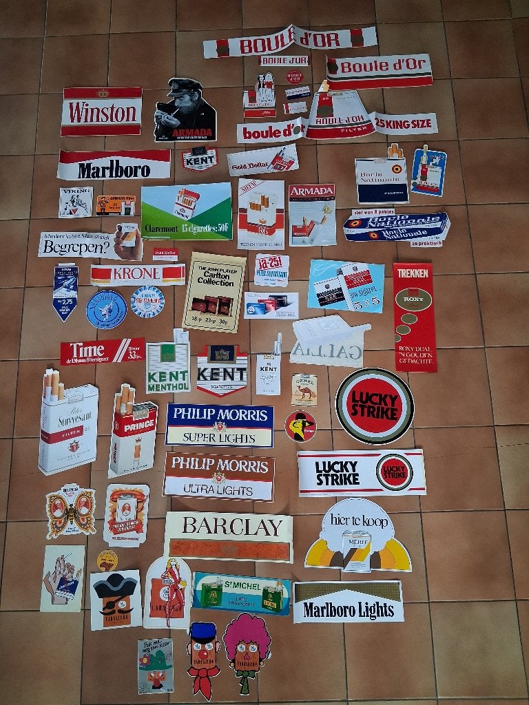 Oude stickers sigarettenmerken, Verzamelen, Ophalen of Verzenden