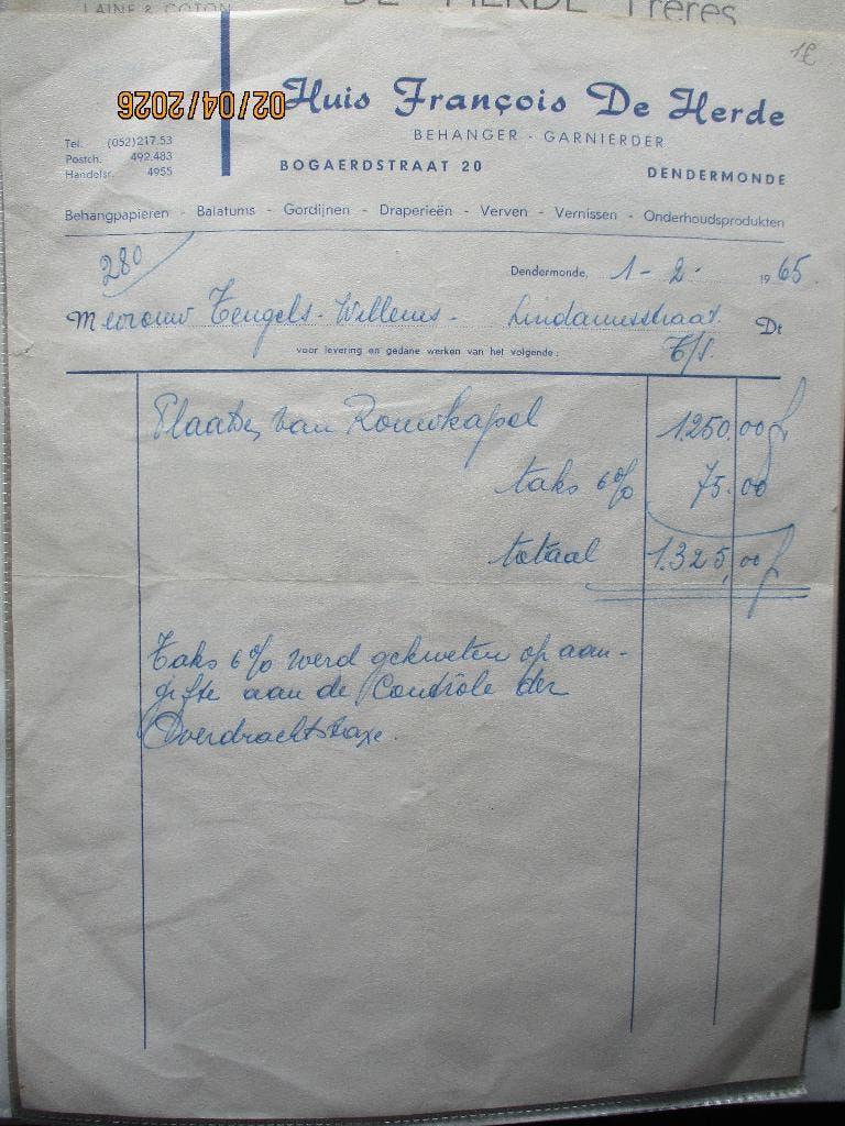 docu Huis François De Herde Dendermonde behanger garnierder, Envoi, Utilisé