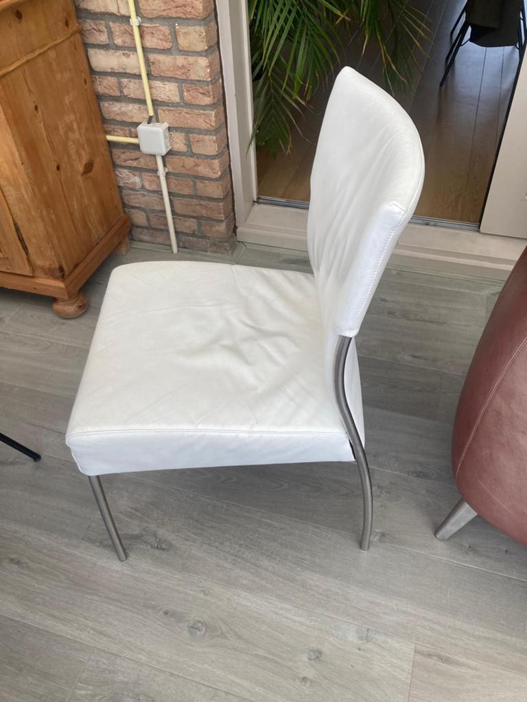 6 chaises de salle à manger en cuir blanc, Enlèvement