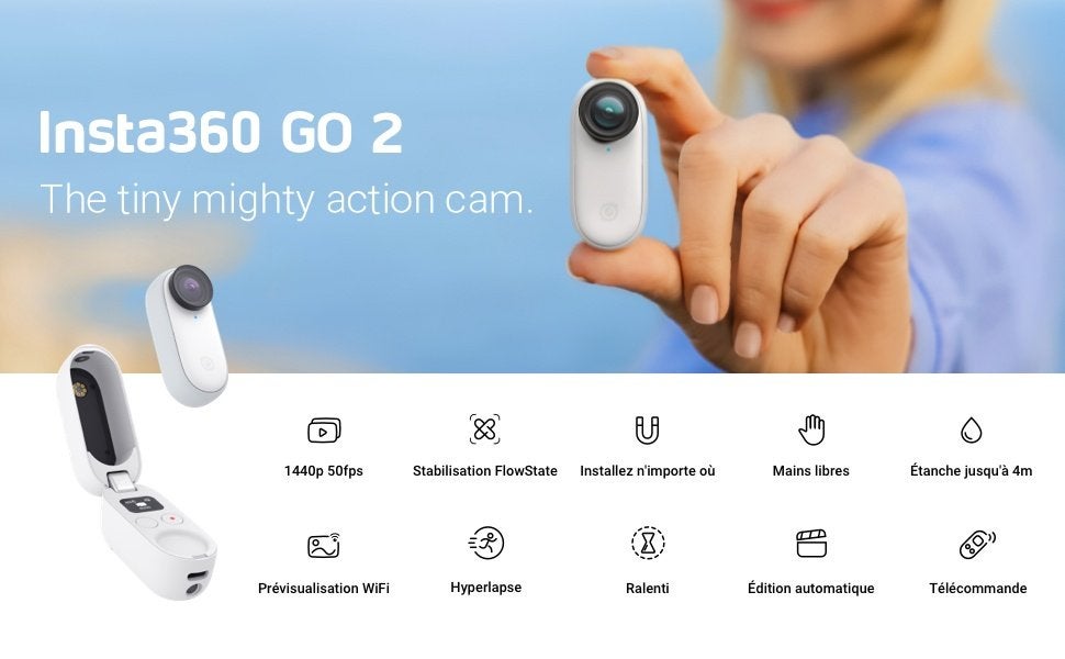 Insta Go 2 (+ aimant, + chargeur,...), TV, Hi-fi & Vidéo, Caméras action, Enlèvement, Comme neuf, Autres marques