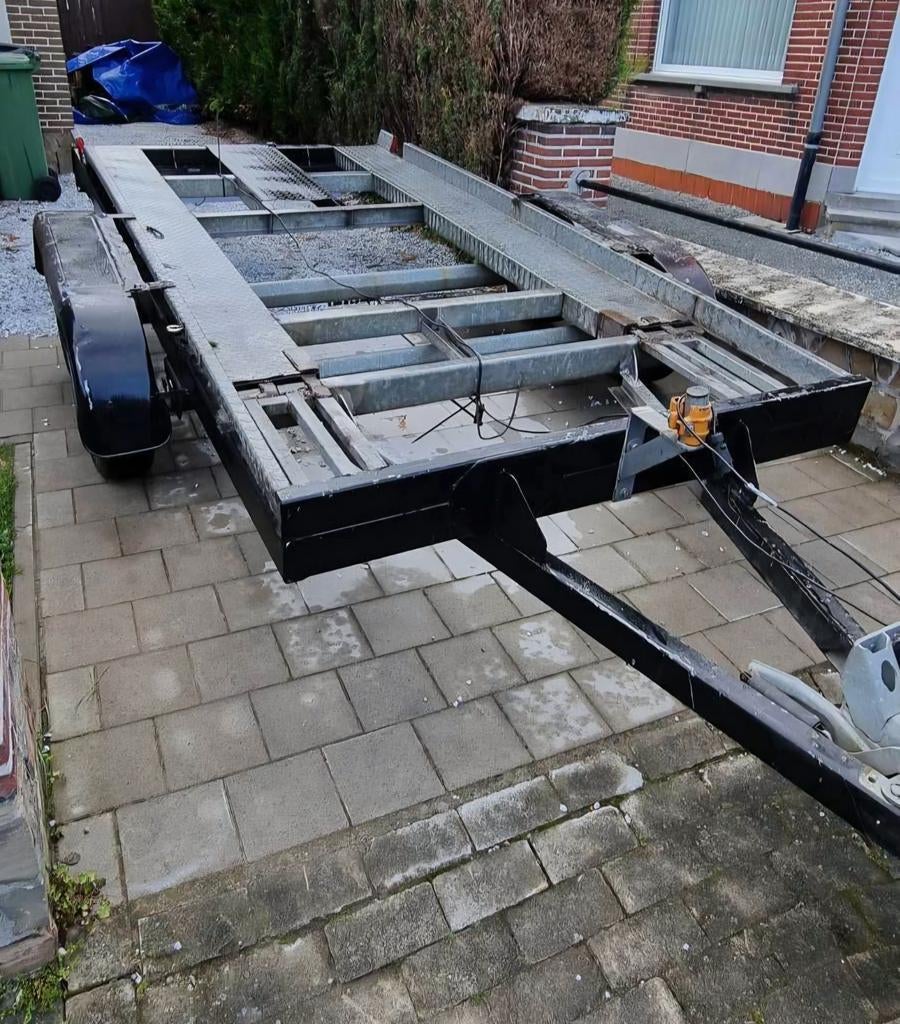 Grote dubbelas plateau aanhangwagen, Auto diversen, Aanhangers en Bagagewagens, Ophalen