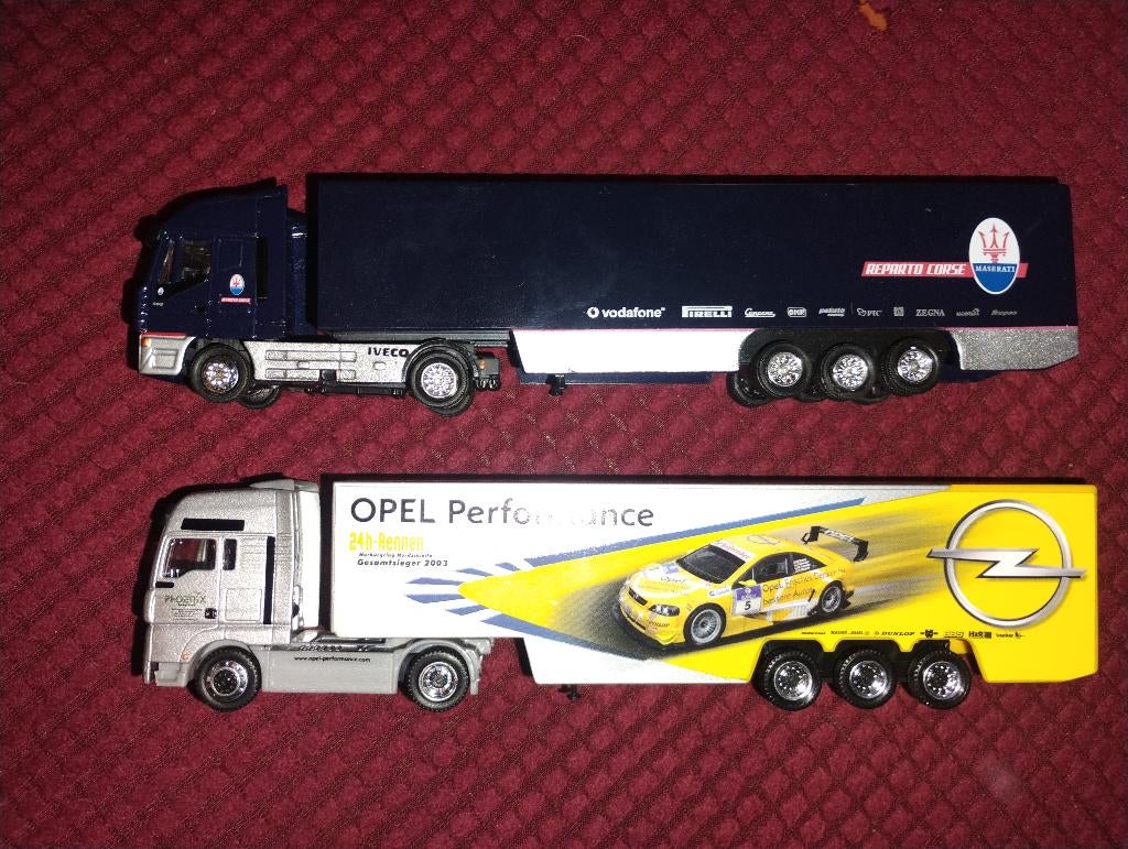 2 Semi Remorques 1/87 Shuco MAN-Opel NewRay IVECO-Maserati, Verzenden, Gebruikt, Bus of Vrachtwagen, Schuco