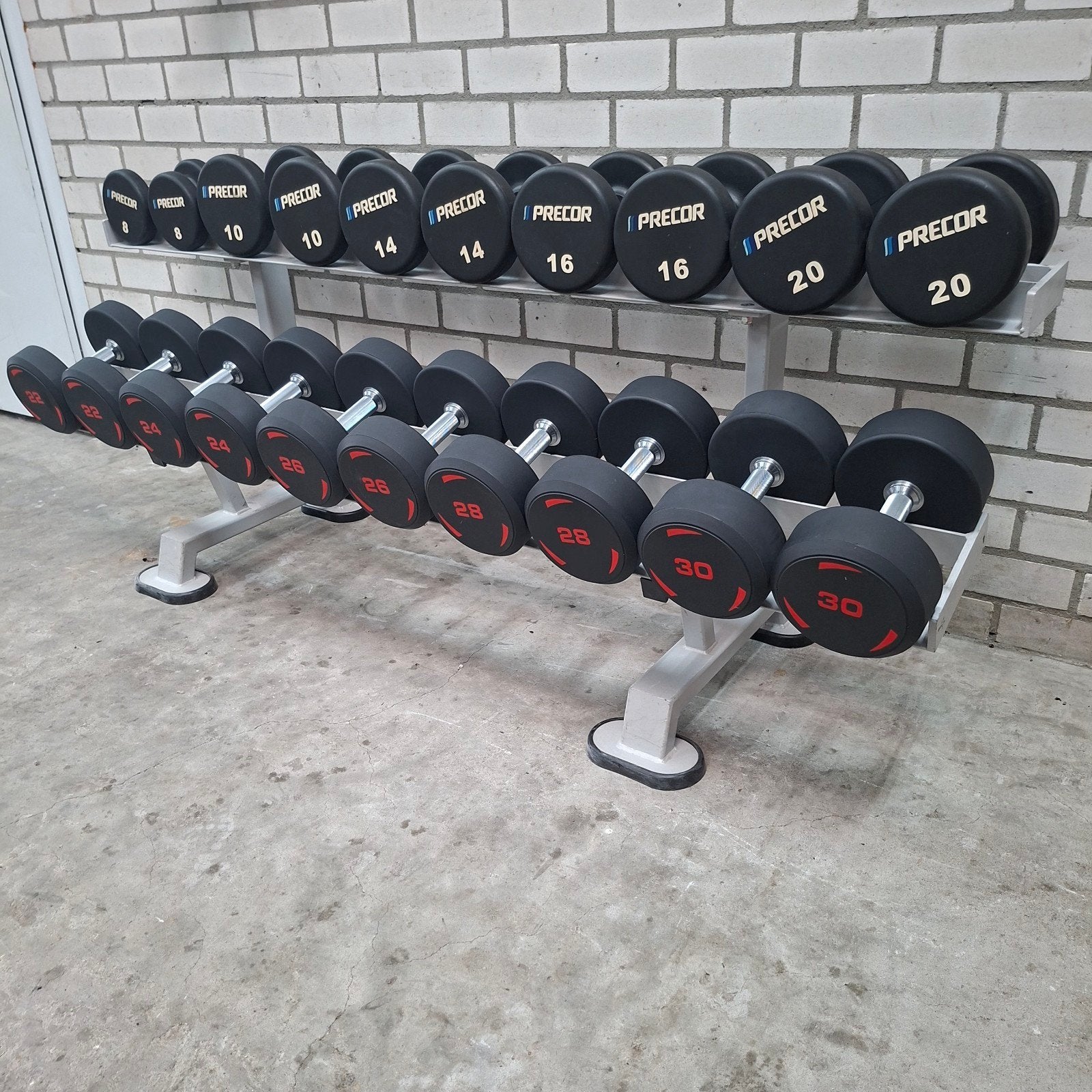 Nieuwe Urethane Dumbells Set 8 kilo tot 30 kilo + Dumbellrek, Sport en Fitness, Fitnessmaterialen, Ophalen