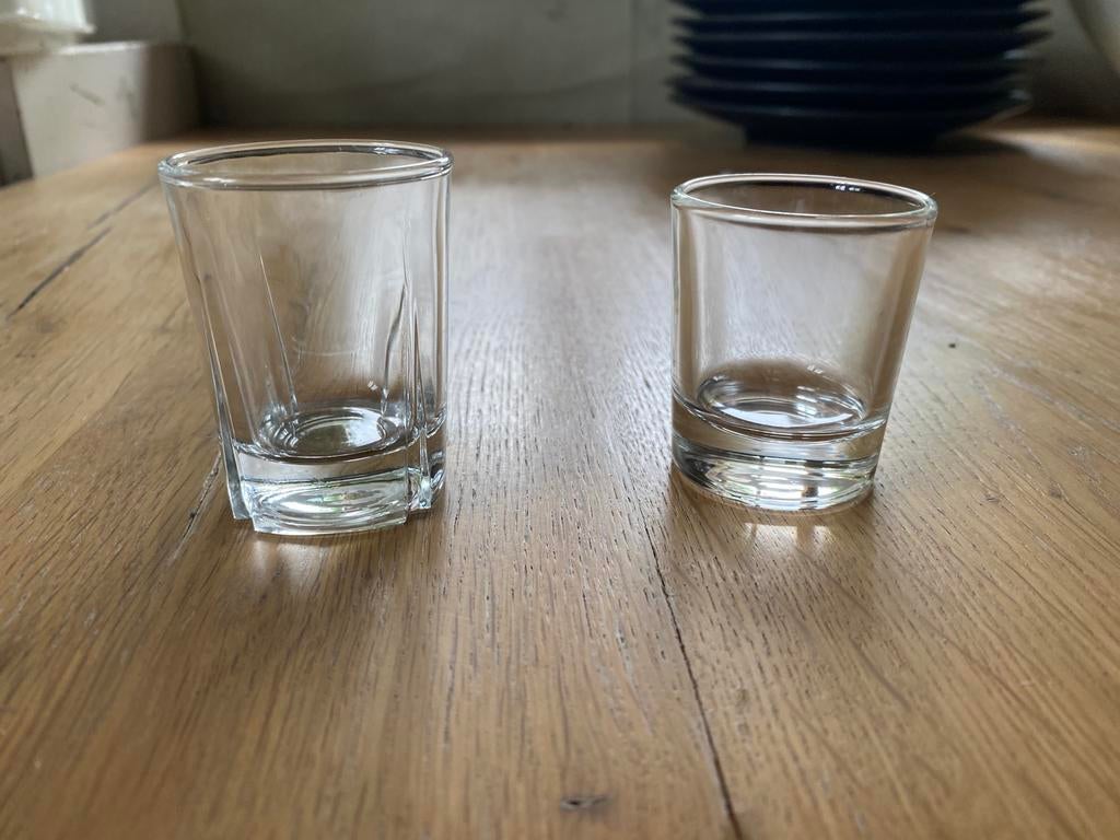 Aperitief/botrel/shot glaasjes 2 soorten, Ophalen, Zo goed als nieuw
