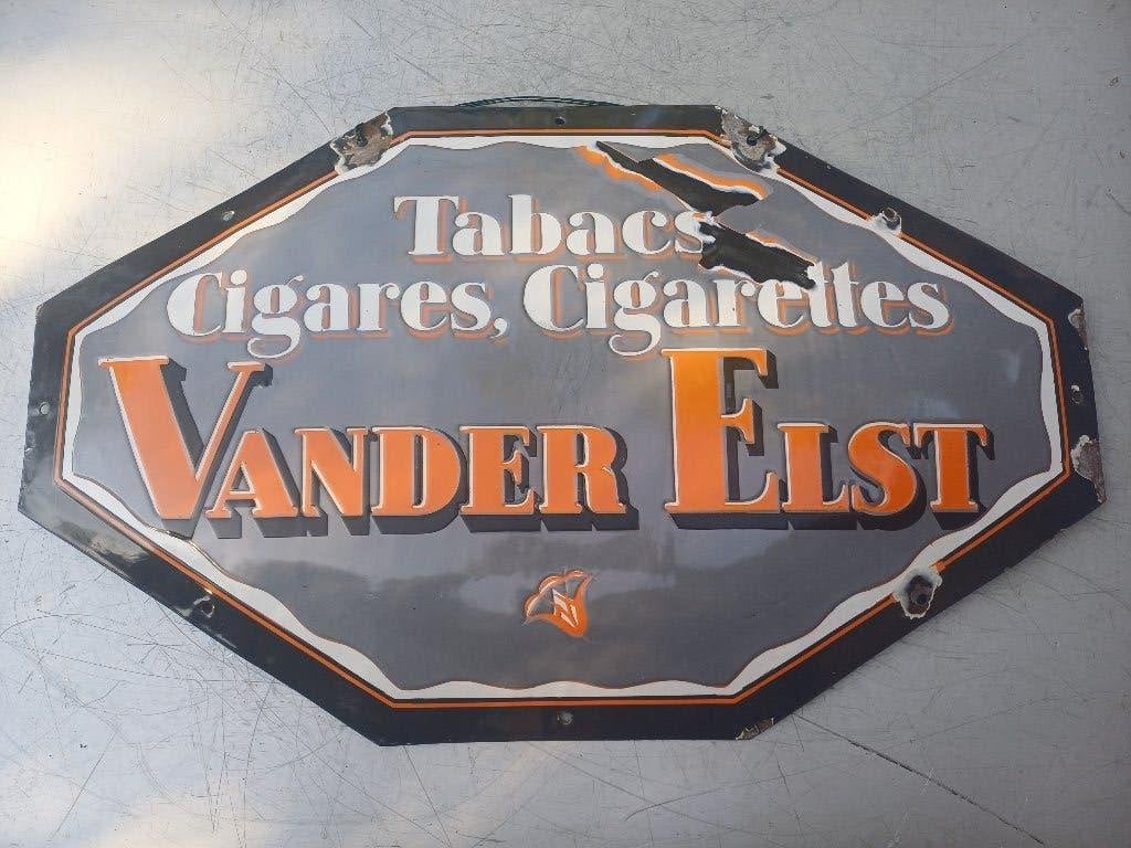 Emaille bord Van Der Elst Tabak, Verzamelen, Ophalen, Gebruikt, Reclamebord