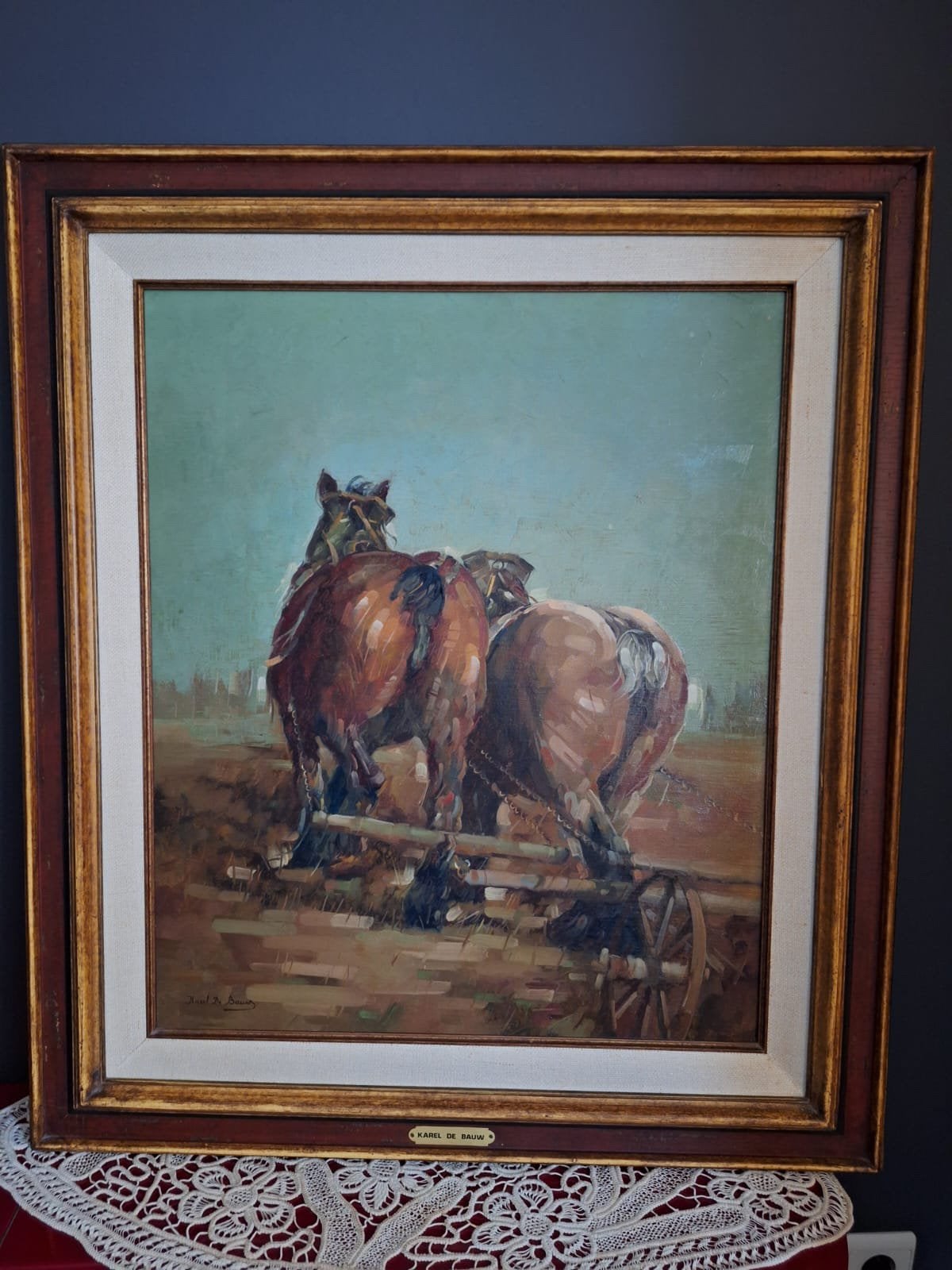 Karel de bouw - trekpaarden, Antiek en Kunst, Ophalen, Klassiek, Dieren
