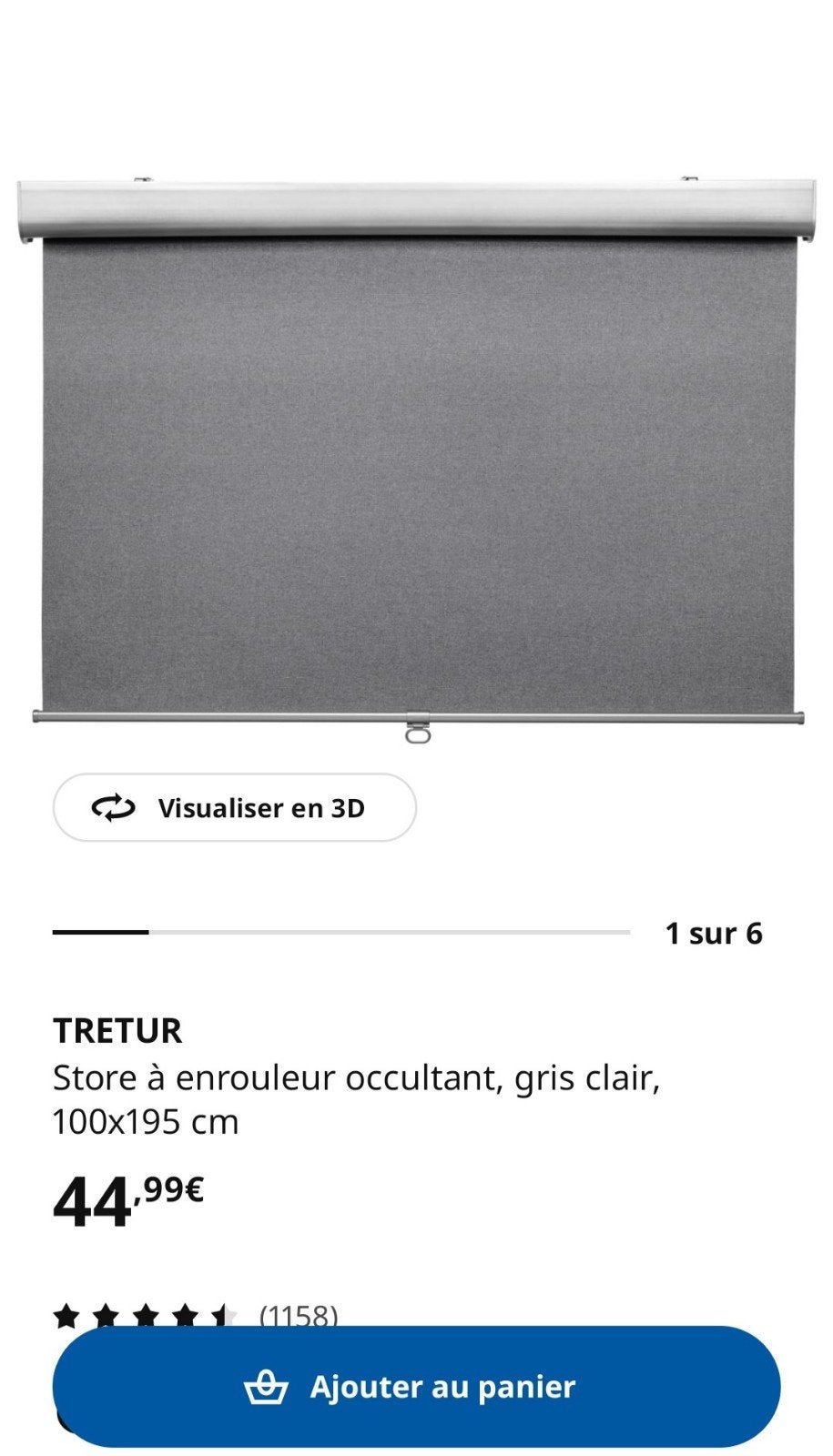 Store occultant TRETUR, Maison & Meubles, Ameublement | Rideaux & Stores à lamelles, Enlèvement, Gris
