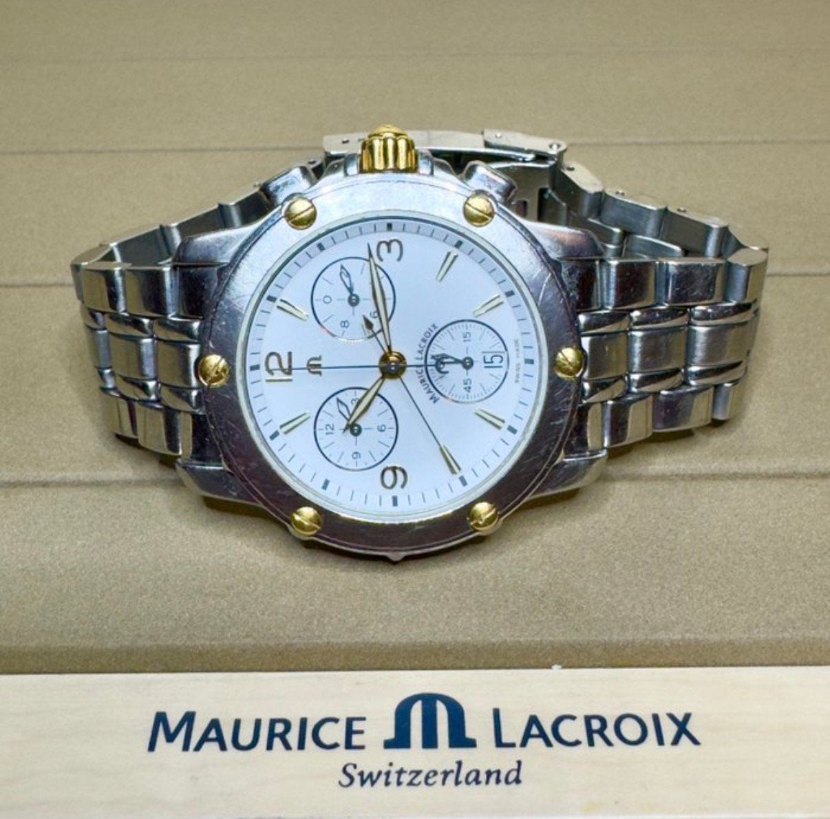 Maurice Lacroix Tiago Chronograaf — Tweekleurig, Ophalen, Zo goed als nieuw