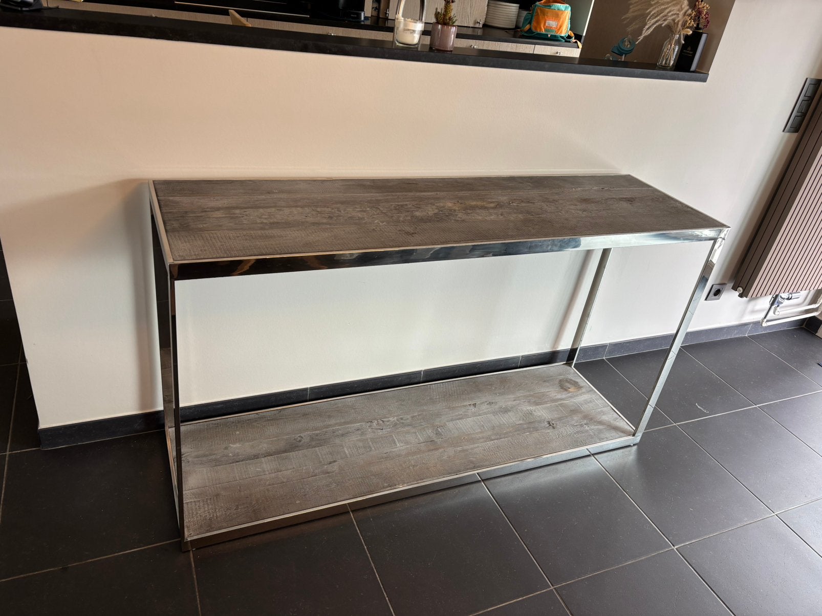 Moderne houten sidetable / consoletafel met metalen frame, 25 à 50 cm, 150 à 200 cm, Autres essences de bois, Enlèvement