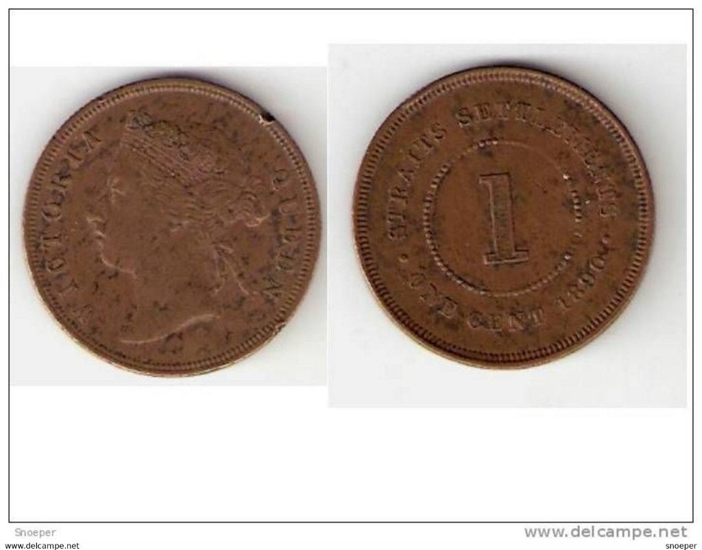 straits settlements 1 cent 1890 km16 vf cat val. 25$, Timbres & Monnaies, Monnaies | Asie, Envoi, Asie du Sud Est, Monnaie en vrac