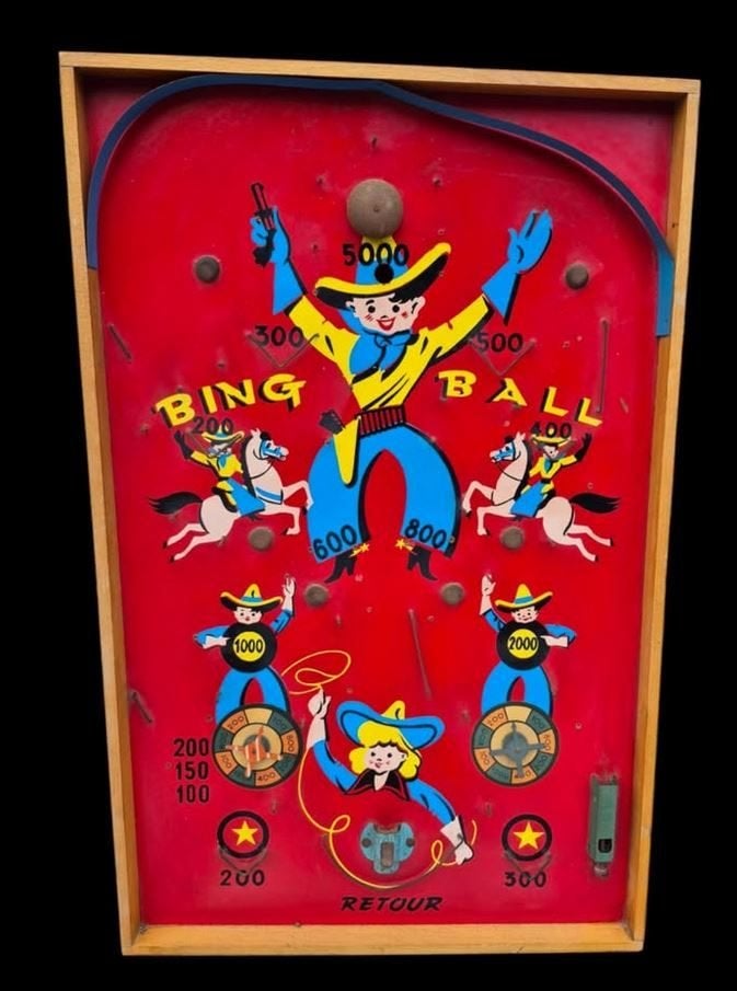 Flipper mécanique des années 30 Bing Ball de 70cm sur 44, Collections, Enlèvement, Utilisé, Mécanique