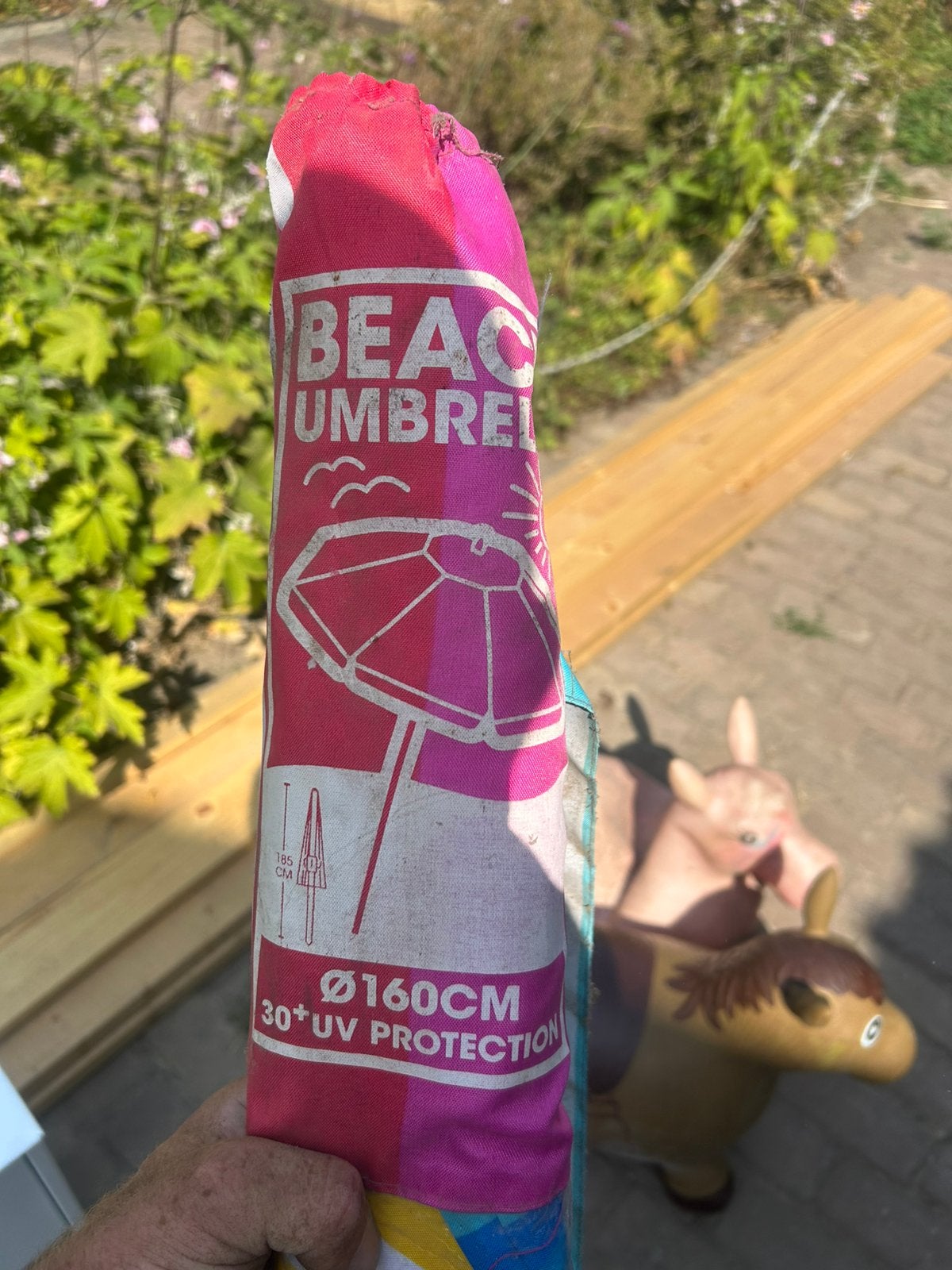 Zomer parasol of paraplu, Tuin en Terras, Ophalen, Zo goed als nieuw, Strandparasol