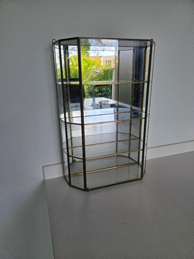 Vintage wandrekje glas/messing, Huis en Inrichting, Ophalen