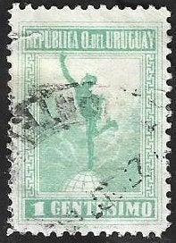 1 Postzegel Uruguay 1921 Mercurius, Enlèvement ou Envoi, Affranchi, Amérique du Sud