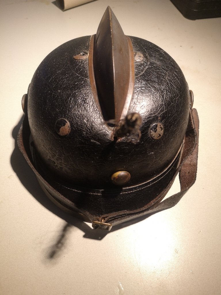 Pickelhaube allemand transformé en service d'incendie, Enlèvement ou Envoi, Armée de terre, Casque ou Béret