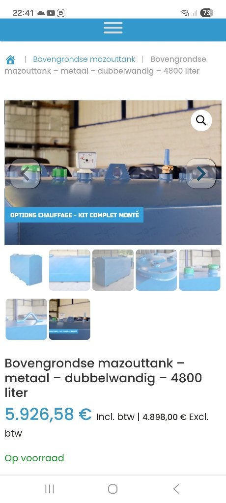 Mazouttank, Ophalen, Zo goed als nieuw, Overige typen