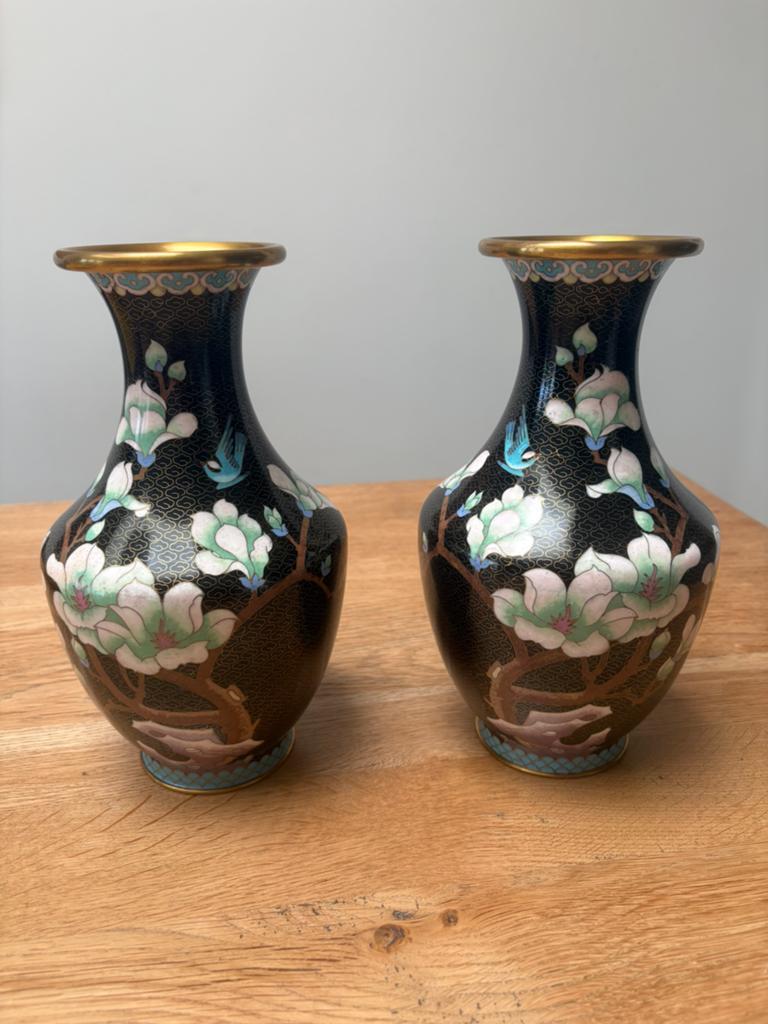 Vintage Chinezen cloisonneé vazen(set), Antiek en Kunst, Antiek | Vazen, Ophalen