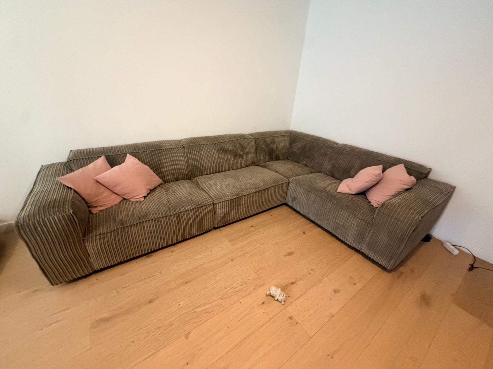 Modulair groen grijze velours hoeksalon, Maison & Meubles, Canapés | Coins salons complets, Comme neuf, Tissus, Enlèvement