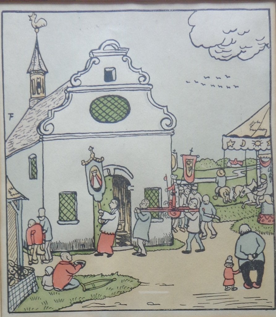 FELIX TIMMERMANS / PROCESSIE / KLEURLITHO / 32x27cm / KADER, Antiek en Kunst, Kunst | Litho's en Zeefdrukken, Gelimiteerde oplage