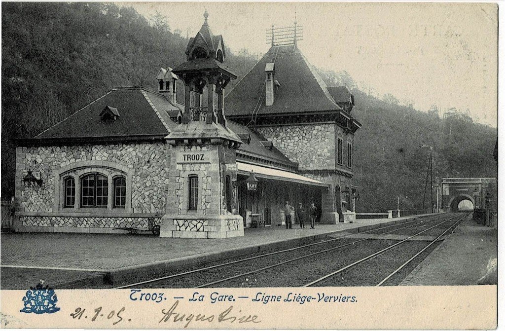 Trooz La Gare circulée en 1905, Envoi, Avant 1920, Affranchie, Liège
