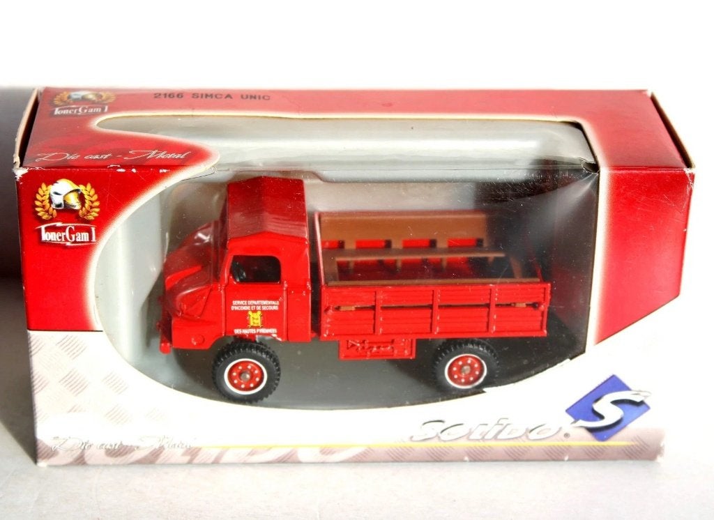1:43 Solido 2166 Simca Unic 4x4 Pompiers Service brandweer, Enlèvement ou Envoi, Comme neuf, Autres types, Solido