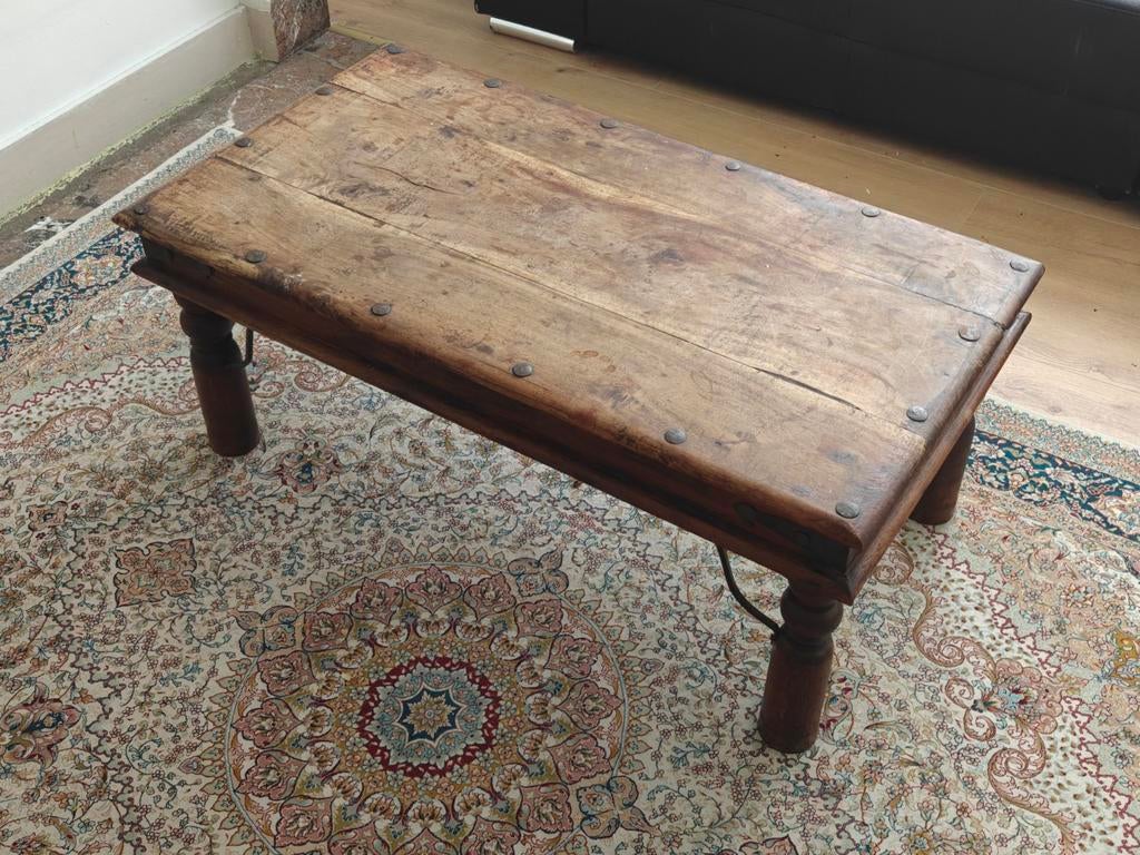 Table basse rustique en bois massif — style vintage, Maison & Meubles, Enlèvement