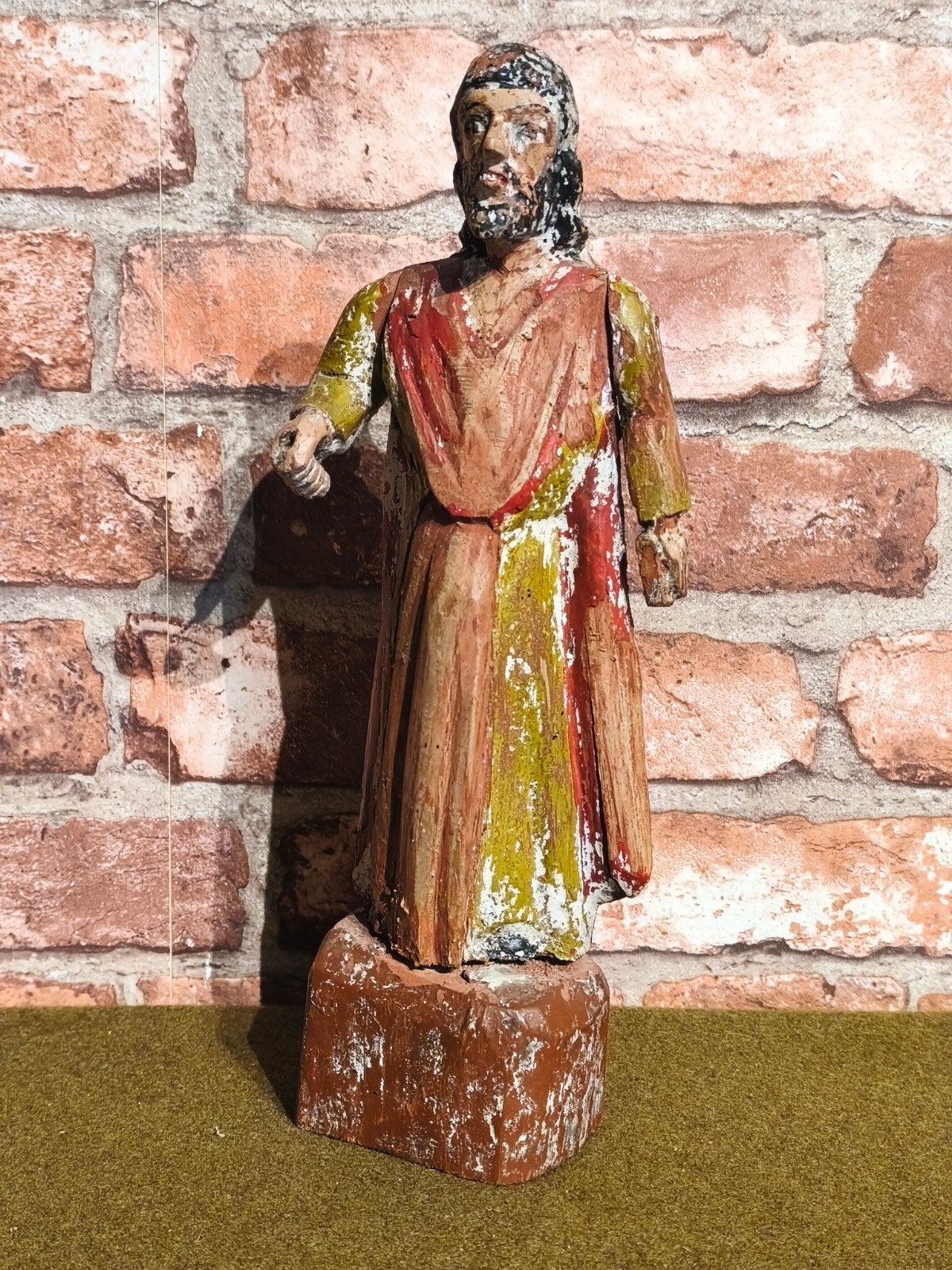 polychroom houten religieus beeld, Ophalen of Verzenden