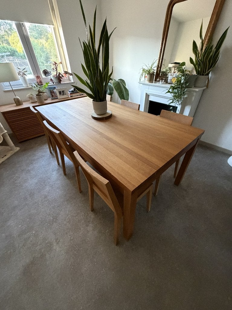 Eetkamertafel, massief eik (L200 x B100 x H76 cm), Maison & Meubles, Tables | Tables à manger, Utilisé, 100 à 150 cm, 200 cm ou plus