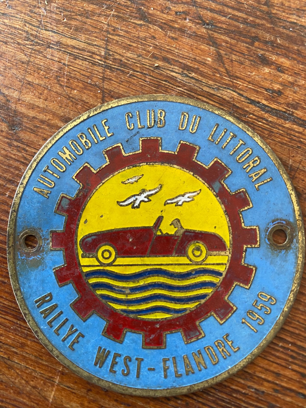Vintage Messing Rallye West-Flandre 1959 Auto Plaquette, Enlèvement ou Envoi, Comme neuf
