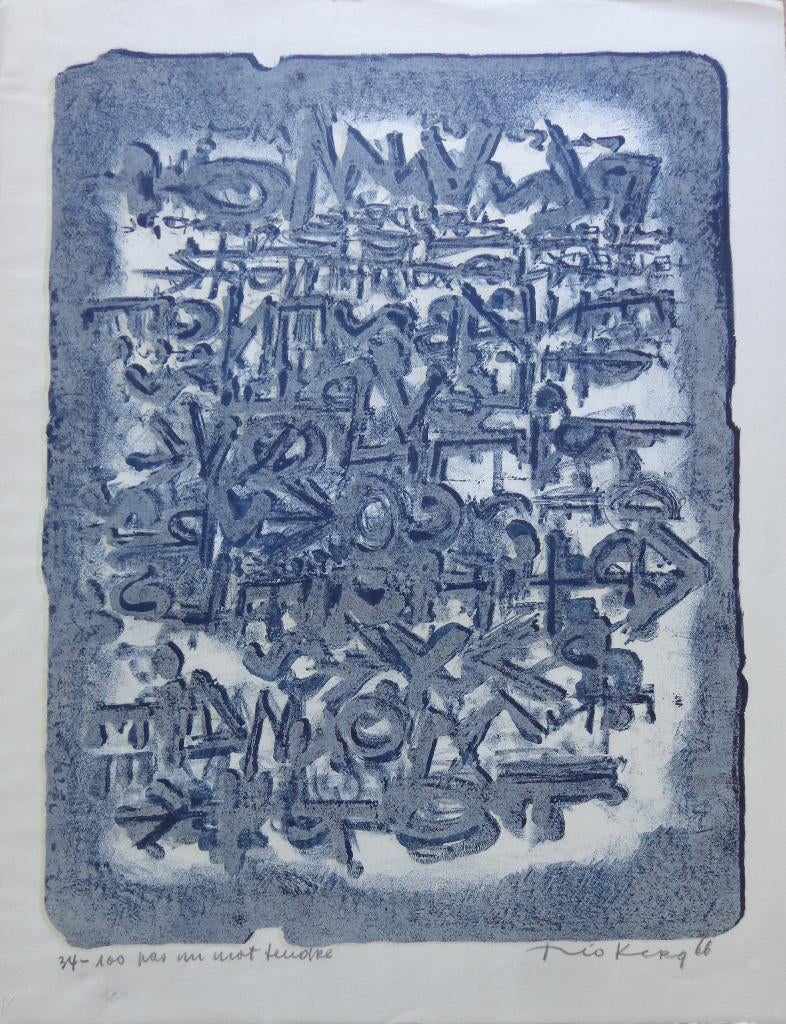 THEO KERG / PAS UN MOT TENDRE / KLEURLITHO / 65x50cm / SIG, Antiquités & Art, Art | Lithographies & Sérigraphies, Signé, Enlèvement ou Envoi