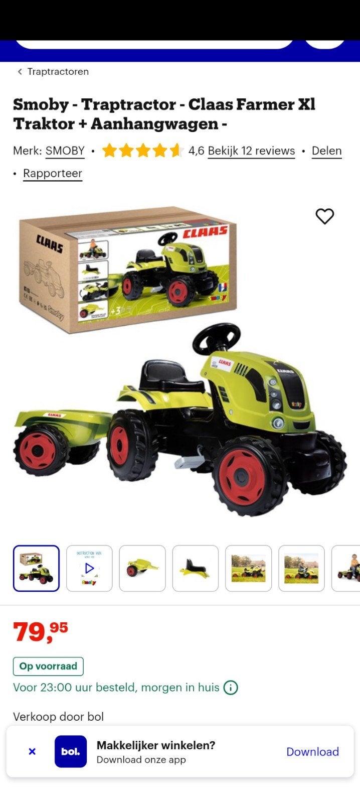 Claas Kinder trap tractor, Enlèvement, Comme neuf, Autres marques, Avec chariot ou remorque