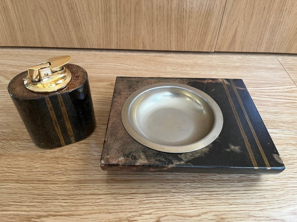 Cendrier et briquet par Aldo Tura, lot de 2, Envoi
