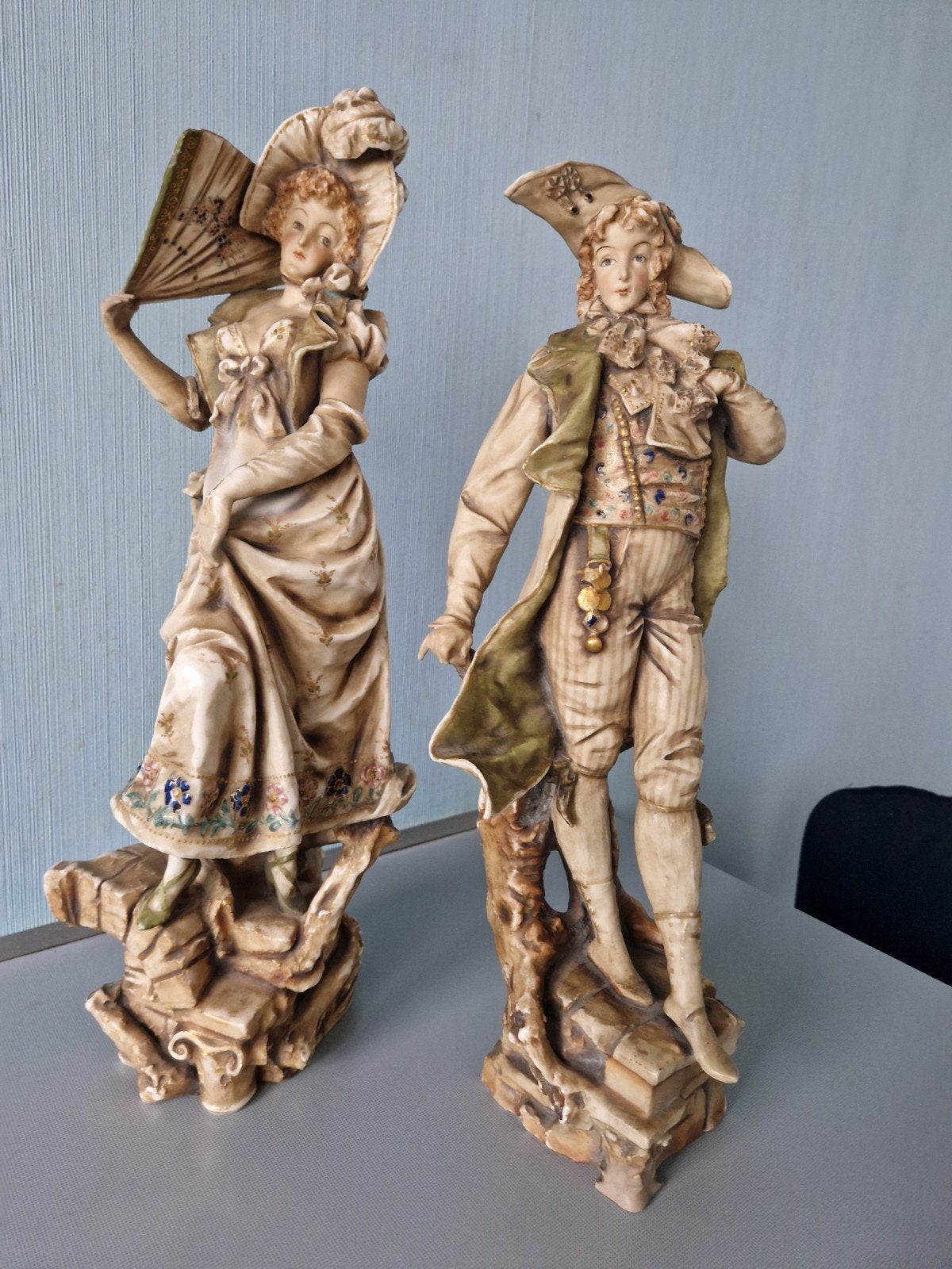 Porseleinen koppel beeldjes, antiek, Antiek en Kunst, Ophalen