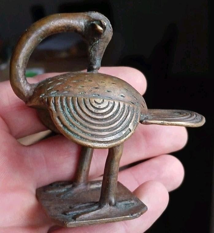 Oude bronzen Sankofa - Ghana - Verloren was - Akan-symbool, Antiek en Kunst, Ophalen