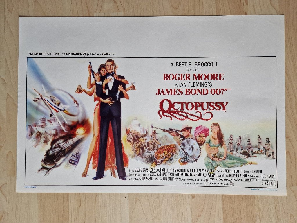 filmaffiche James Bond Octopussy 1983 filmposter, Enlèvement ou Envoi, Rectangulaire horizontal, A1 jusqu'à A3, Comme neuf