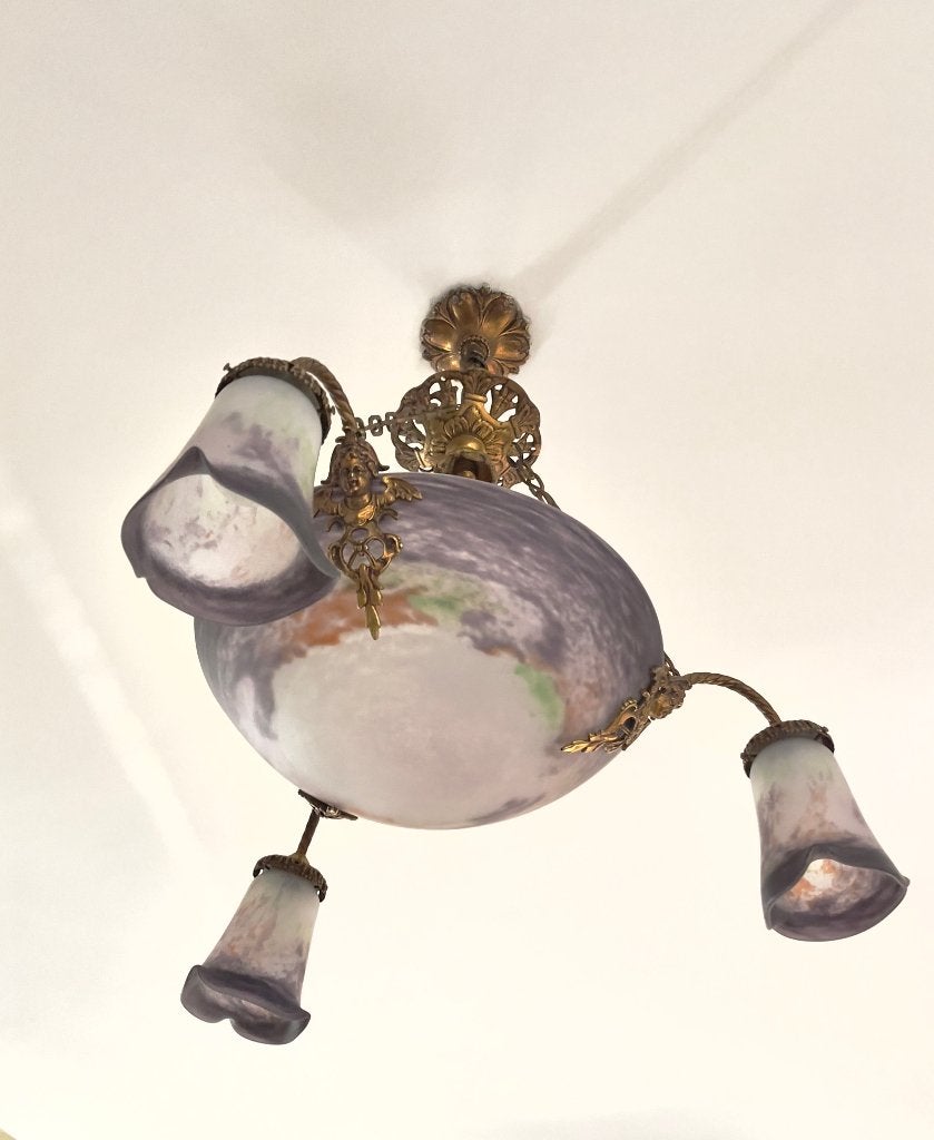 Magnifique lustre en pâte de verre signé Nancy, Enlèvement
