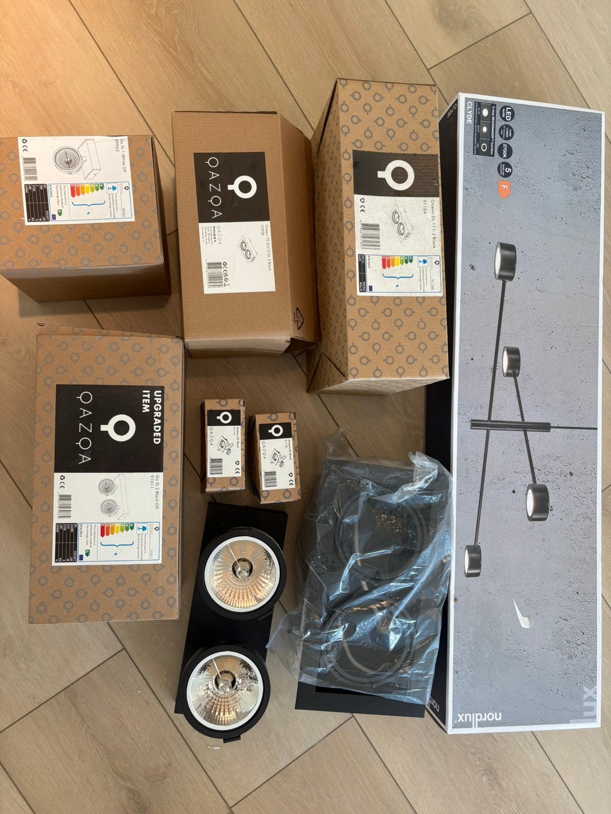 QAZQA & Nordlux design lampen en inbouwspots (9 stuks), Ophalen, Nieuw, LED, Metaal