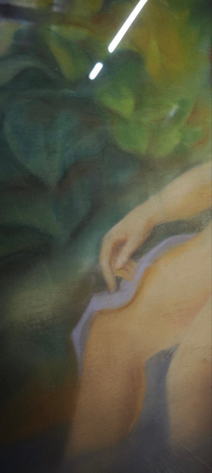 Prachtig pastel/gouache schilderij - Naaktfiguur "La Baigneu, Antiek en Kunst, Gouache, Ophalen of Verzenden, Papier, Bloemen
