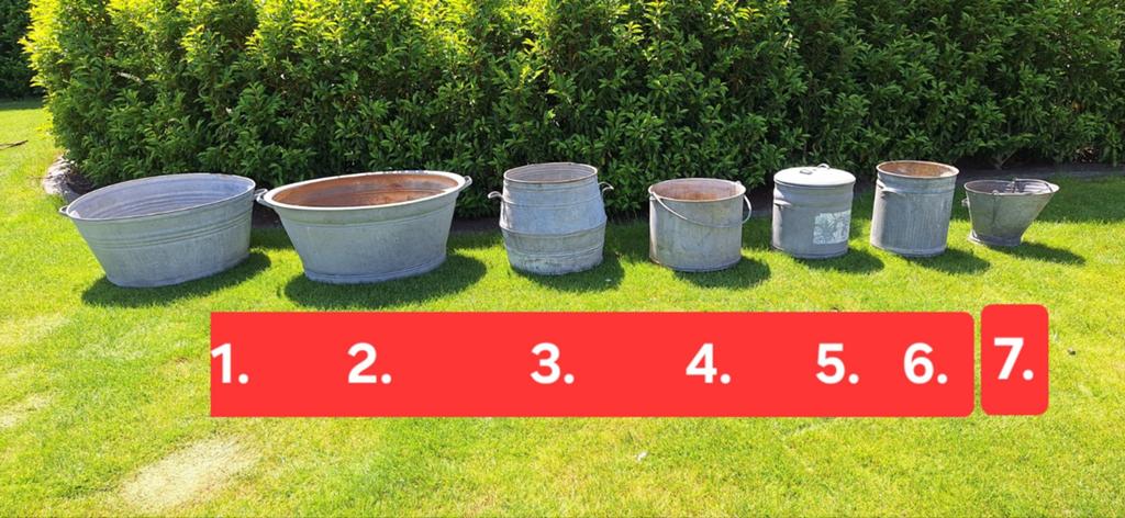 Zinken galvanise kuipen, ketels en teilen, Ophalen, Rond