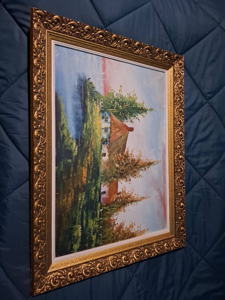 Peinture, Peinture à l'huile, Paysage, Enlèvement, Encadré