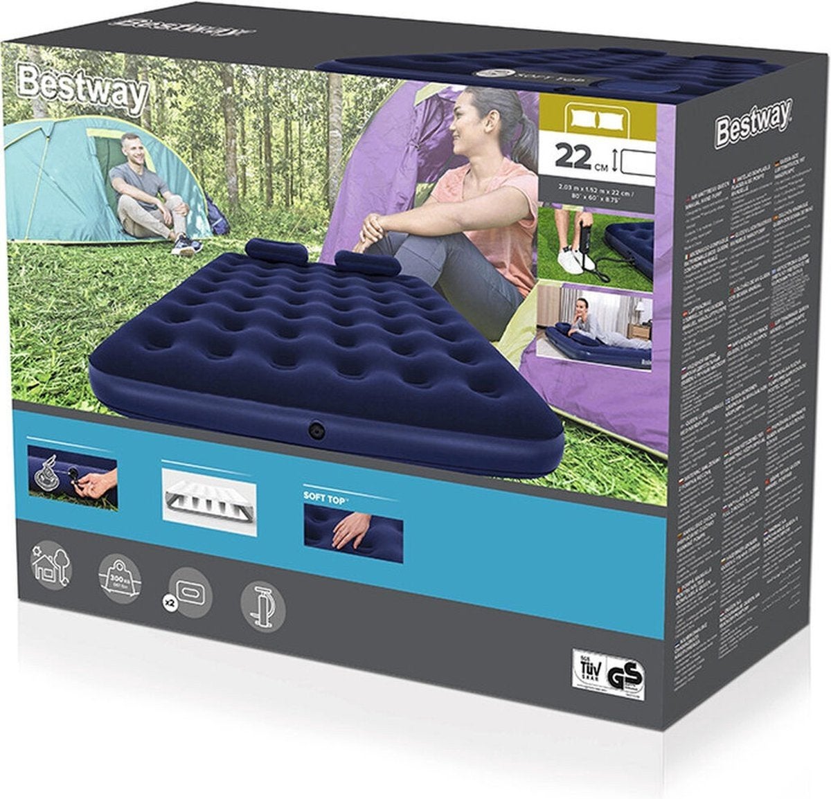 Degelijke 2 pers matras softtop, opblaasbaar 203x152x22, Ophalen