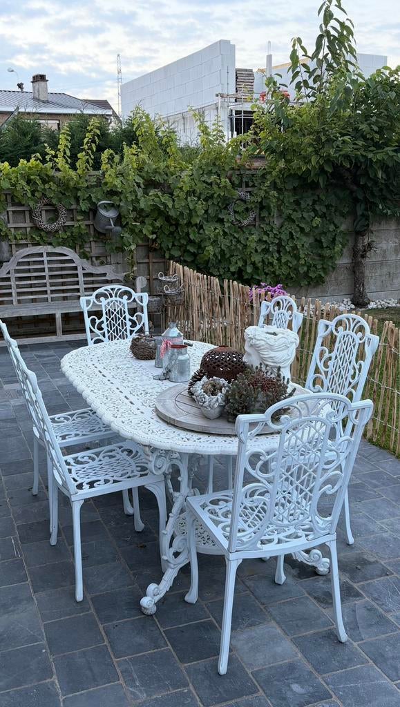 Smeedijzeren tuinset  engelse stijl, Ophalen, Overige materialen, Gebruikt, 6 zitplaatsen