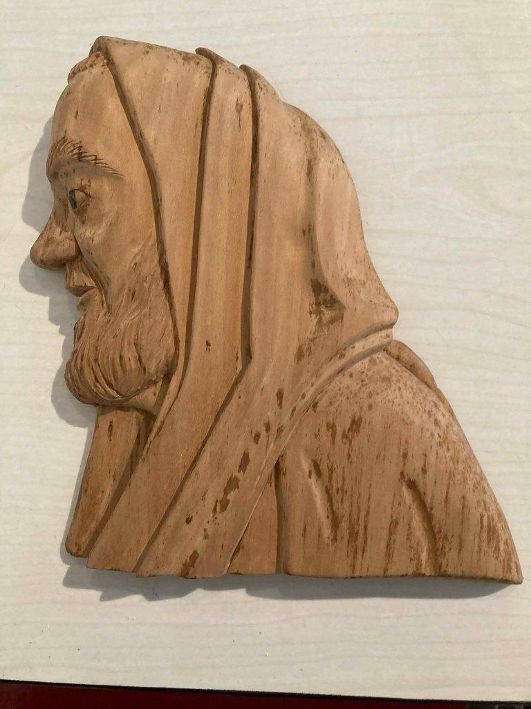 Heilige pater Pio in hout uitgesneden (20 op 17 cm), Ophalen of Verzenden, Gebruikt, Beeld(je), Christendom | Katholiek