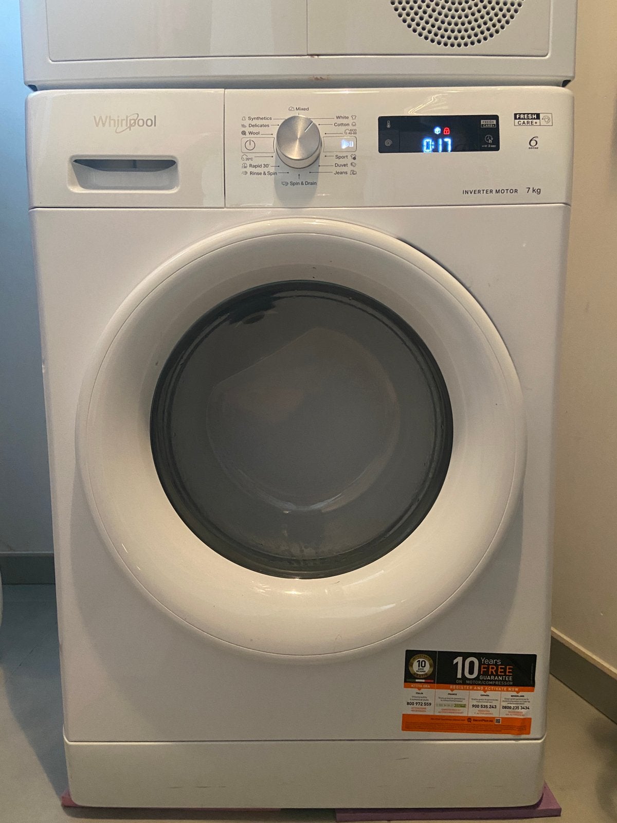 Whirlpool wasmachine FFS, Ophalen, Minder dan 85 cm, Handwasprogramma, Zo goed als nieuw