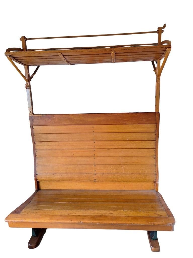 Banc de train en bois authentique - début du XXe siècle, Antiquités & Art, Enlèvement