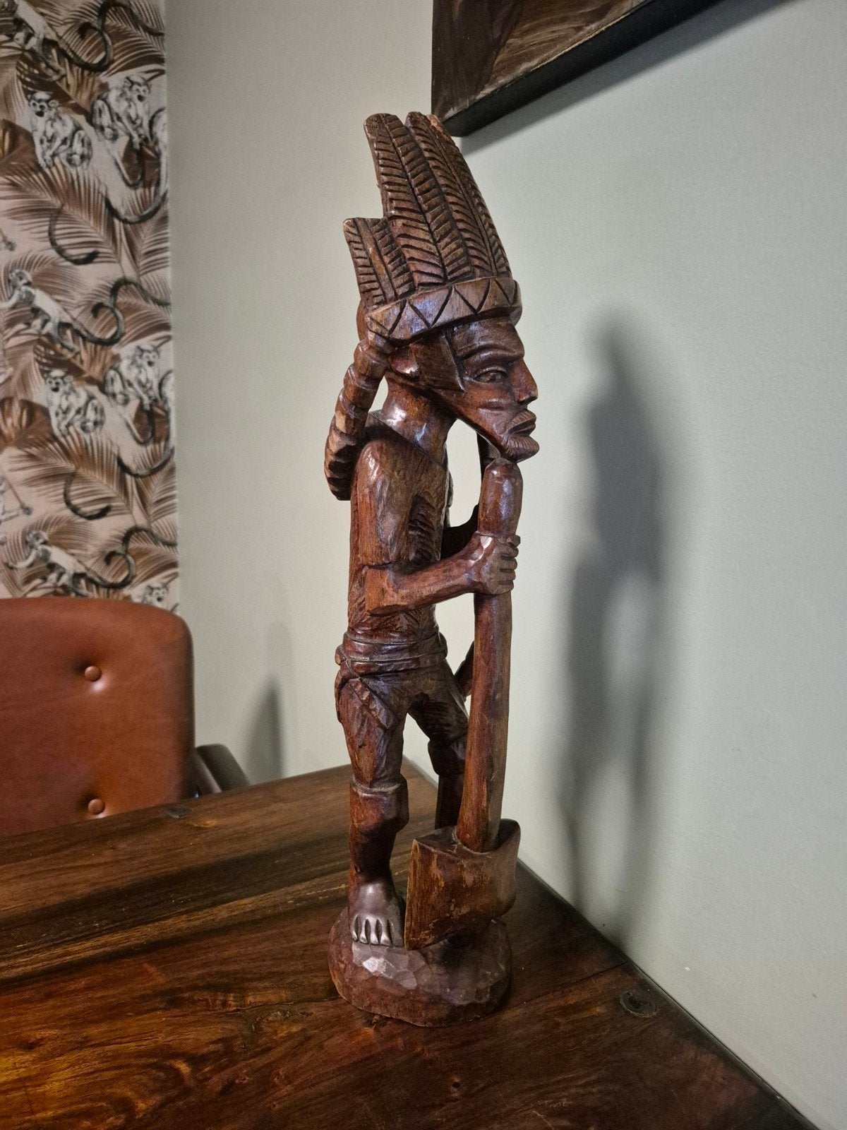 Prachtig Handgesneden Houten afrikaans Beeld, Ophalen of Verzenden, Hout, Beeld